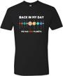 get a cosmic style boost with panoware men's black space t-shirt - celebrate our lost planet with nostalgic graphics in medium size! logo