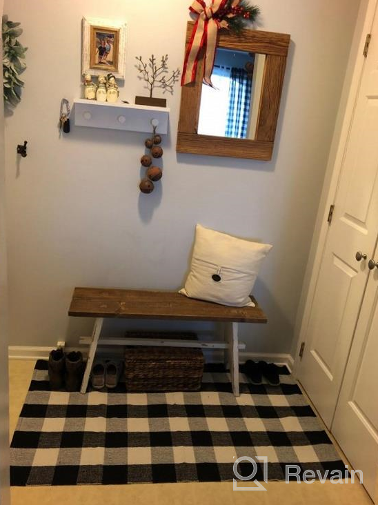 img 1 attached to Black & White Buffalo Checkered Cotton Rug - 2'X3' Plaid Front Porch Mat For Bathroom, Kitchen, And Home - Machine Washable Cotton Throw Rug With Woven Design By SHACOS review by Arun Berry