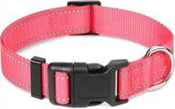 taglory reflective adjustable dog collars for puppy small medium large dogs, thin nylon webbing and quick release plastic buckle(noen pink,large) logo