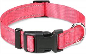 img 4 attached to Taglory Reflective Adjustable Dog Collars For Puppy Small Medium Large Dogs, Thin Nylon Webbing And Quick Release Plastic Buckle(Noen Pink,Large)