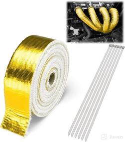 img 4 attached to 🔥 High Performance Gold Exhaust Pipe Insulation Heat Wrap - 2" x 50', Motorcycle Header Protection Fiberglass Heat Shield - Includes 6X Stainless Ties