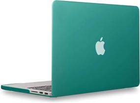 img 4 attached to Твердый чехол Peacock Green для MacBook Pro (Retina, 15 дюймов, середина 2012/2013/2014/середина 2015 г.) — модель A1398 (без компакт-диска, без сенсорной панели) от UESWILL, в комплекте салфетка для чистки из микрофибры