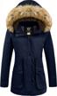 cherfly women's winter coats hooded puffer jackets fleece lined parka with fur trim logo