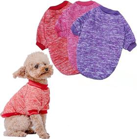 img 4 attached to Set of 3 Knitwear Dog Hoodies | Stretchy Dog Sweaters for Small Dogs and Cats | Soft Pet Clothes Pullover | Cat and Dog Hooded Shirts | Casual Sweatshirts for Winter | Warm Puppy Sweaters (Size: Small)