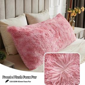 img 1 attached to LIFEREVO Luxury Tie Dye Print Shaggy Faux Fur Body Pillow Cover 21"X54", Пушистые прямоугольные наволочки с застежкой-молнией, Декоративные старые розовые подушки для кровати