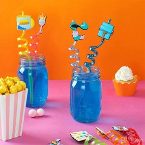 img 1 attached to 🎨 Colorful Art Painting Party Straws: Reusable Drinking Straws with 8 Designs - Perfect for Back to School Party Fun!