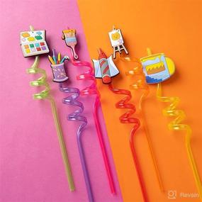 img 2 attached to 🎨 Colorful Art Painting Party Straws: Reusable Drinking Straws with 8 Designs - Perfect for Back to School Party Fun!