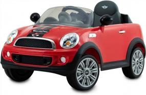 img 4 attached to 6V Electric Mini Cooper S Car For Kids With Working LED Headlights, Realistic Engine & Horn Noises - 2.5 MPH Top Speed (Red)