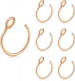 img 4 attached to QWALIT Clip-On Fake Nose Rings Hoop Non-Piercing Septum Jewelry For Women Men - Faux Piercing Jewelry With A Comfortable Fit