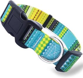 img 4 attached to Mycicy Nylon Dog Collar With Bohemia Floral Tribal Geometric Patterns - Adjustable Soft Ethnic Style Collar For Small Medium Dogs