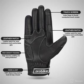 img 2 attached to 🧤 Oro Biker Motorcycle Gloves: Leather & Breathable Mesh Touch Screen Motorbike Gloves for Powersports Racing