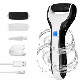 img 4 attached to Electric Foot Scrubber Waterproof Pedicure File Callus Remover Hard Skin Exfoliator For Feet Heels And Dead Skin With 3 Roller Heads (Black)