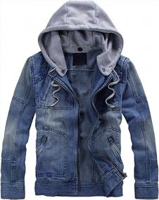img 4 attached to Lentta Denim Jacket Men'S Fall Fashion Zip Up Hoodie Jean Jacket Button Down Jeans Coat