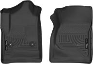 🔴 husky liners x-act contour series front floor liners in black, 52741, compatible with 2014-2018 chevrolet silverado/gmc sierra 1500 and 2015-2019 chevrolet silverado/gmc sierra 2500/3500 hd standard cab - set of 2 pieces logo