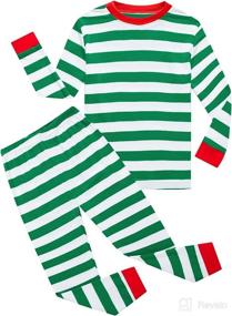 img 4 attached to 🤶 Cozy and Festive: 100% Cotton Family Feeling Striped 2 Piece Christmas Pajamas Set for Boys and Girls