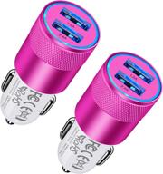 usb car charger 2pack - fast charging adapter for iphone 13 🔌 to 6s plus, samsung galaxy s22 to a52 and lg stylo 6 to 4 logo