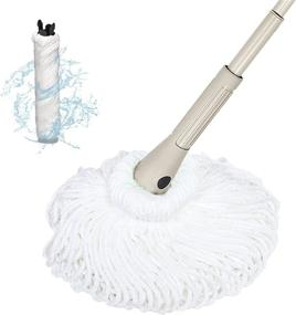 img 1 attached to 🧹 ZUBULUN Twist Mop with 2 Extra Heads, Easy Wringing Wet Mop, 51' Long Handle for Commercial and Household Hardwood, Vinyl, Tile, and More Floor Cleaning