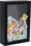 framepro ticket shadow box top loading display case frame with slot on top, customizable diy sweet gift, movie travel sporting events concert ticket stubs drink beer caps- memory box, black 5x7 logo