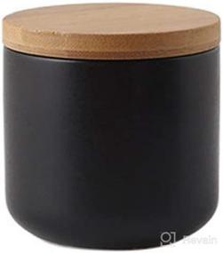 img 4 attached to 🍯 Ceramic Food Storage Jar with Airtight Bamboo Lid - Stylish & Functional Container for Tea, Coffee, Spices, Sugar - Black 7oz/200ml