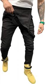 img 2 attached to Men'S Slim Fit Denim Jumpsuit Bib Overalls With Pockets
