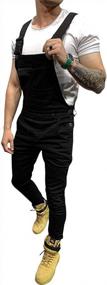img 3 attached to Men'S Slim Fit Denim Jumpsuit Bib Overalls With Pockets