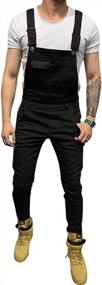 img 4 attached to Men'S Slim Fit Denim Jumpsuit Bib Overalls With Pockets