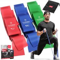 bemaxx extra long resistance bands (6.6ft/2m), set 3 levels + training guides & bag skin friendly, strong medium light, working out stretching: glute leg arm gym fitness exercise women men logo