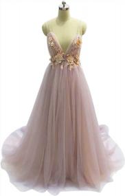 img 3 attached to Stunning Tulle Evening Dress With Backless Design And 3D Flower Accents For Special Occasions
