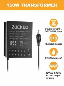 img 1 attached to ETL Listed ZUCKEO 150W Low Voltage Outdoor Landscape Lighting Transformer With Timer, Light Sensor, Connectors And Waterproof 120V To 12V Power Supply For Garden Spotlight Pool Lights