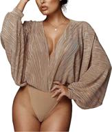 👗 weigou pleated bodysuits women's clothing: jumpsuits leotard via bodysuits логотип