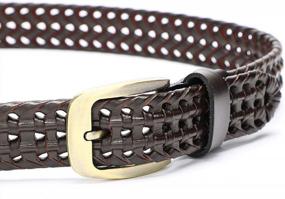 img 1 attached to Men'S Fashionable Woven Leather Belt With Braided Buckle