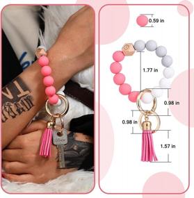 img 3 attached to Women'S Elastic Beaded Silicone Key Ring Bracelet Wristlet - Stylish And Portable Keychain Chain For Girls On The Go