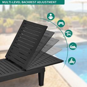 img 1 attached to YITAHOME Chaise Lounge Chairs For Outside With Cushion & Adjustable Backrest, Sturdy Loungers For Patio Poolside, Easy Assembly & Waterproof & Lightweight With 265Lbs Weight Capacity, Set Of 2, Black