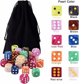img 1 attached to AUSTOR 100 Pieces 6 Sided Game Dice Set 10 Pearl Colors Round Edges Dices For Tenzi, Farkle, Yahtzee, Bunco Or Teaching Math With Velvet Storage Pouch