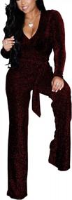 img 2 attached to Sparkling Women'S Jumpsuits: Elegant Clubwear With Long Sleeves, High Waisted, And Wide Leg Pants Perfect For Parties