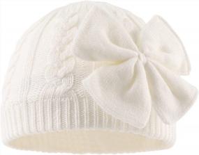 img 3 attached to Cute Girls Knitted Hats For Winter - Cotton Lined Toddler Beanies With Bow And Classic Design - Available For Infants And Toddlers Aged 0-6Y