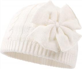 img 4 attached to Cute Girls Knitted Hats For Winter - Cotton Lined Toddler Beanies With Bow And Classic Design - Available For Infants And Toddlers Aged 0-6Y