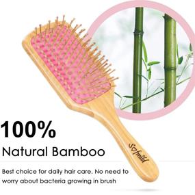 img 1 attached to Экологичная бамбуковая щетка для волос с расческой для распутывания хвоста для здоровых и шелковистых волос - идеально подходит для мужчин, женщин и детей