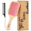 eco-friendly bamboo hair brush with detangle tail comb for healthy and silky hair - perfect for men, women, and kids logo