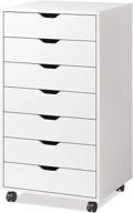 white wood chest with 7 drawers and wheels - devaise storage dresser cabinet for enhanced organization logo
