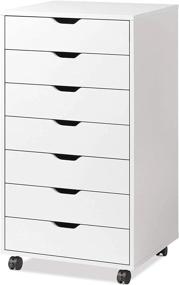 img 4 attached to White Wood Chest With 7 Drawers And Wheels - DEVAISE Storage Dresser Cabinet For Enhanced Organization