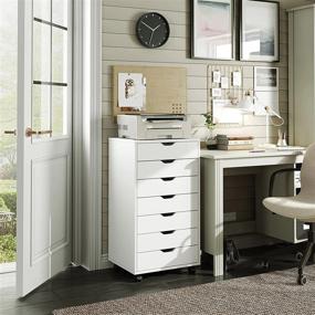 img 3 attached to White Wood Chest With 7 Drawers And Wheels - DEVAISE Storage Dresser Cabinet For Enhanced Organization