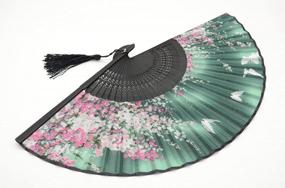 img 2 attached to OMyTea® Women Hand Held Silk Folding Fan Bamboo Frame Fabric Sleeve Protection Gifts Sakura Cherry Blossom Pattern WZS-2