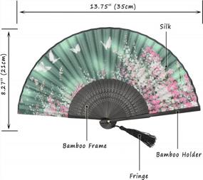 img 3 attached to OMyTea® Women Hand Held Silk Folding Fan Bamboo Frame Fabric Sleeve Protection Gifts Sakura Cherry Blossom Pattern WZS-2