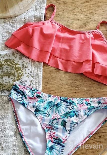 img 1 attached to Adorable And Chic: SHEKINI Floral Ruffle Two-Piece Swimsuits For Girls review by Vona Salinas