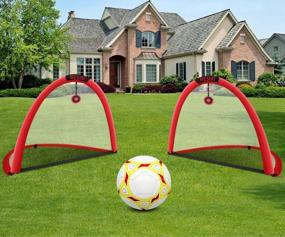 img 1 attached to MESIXI 2 Foldable Soccer Goal Set: 6 Agility Cones, 1 Football, 1 Pump & Portable Carrying Case - Perfect For Kids & Adults Practice!