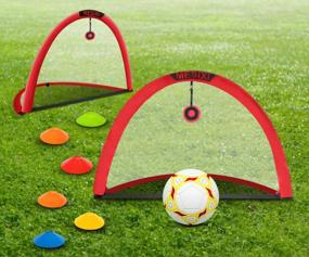 img 2 attached to MESIXI 2 Foldable Soccer Goal Set: 6 Agility Cones, 1 Football, 1 Pump & Portable Carrying Case - Perfect For Kids & Adults Practice!
