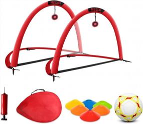 img 4 attached to MESIXI 2 Foldable Soccer Goal Set: 6 Agility Cones, 1 Football, 1 Pump & Portable Carrying Case - Perfect For Kids & Adults Practice!