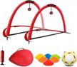 mesixi 2 foldable soccer goal set: 6 agility cones, 1 football, 1 pump & portable carrying case - perfect for kids & adults practice! logo