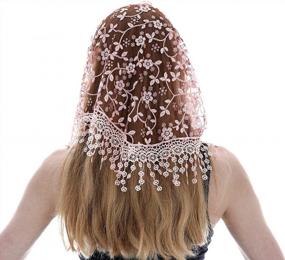 img 2 attached to Triangle Lace Mantilla Veil Tulle Scarf For Church Mass Weddings & Bridesmaids